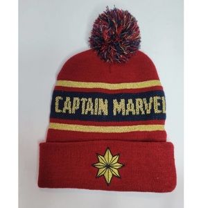 Marvel Captain Marvel Boggin Beanie ski Hat Red NEW NWOT